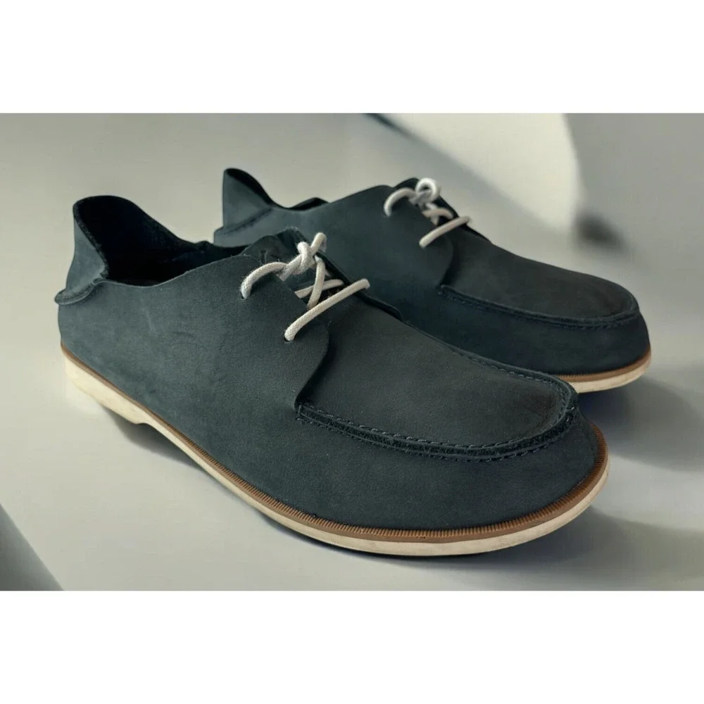 Olukai Holokai Leather Comfort Casual Shoes Carbon Gray Loafer Men's Size 9.5 - Picture 2 of 16